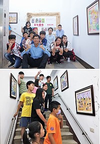 東引國小「轉角美術館」揭幕,展出畢業美展「童年圖像」。(圖:東引國小)