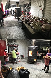 東莒熾坪境福德宮舉行「補庫」祭祀,信徒焚燒元寶添補神明財庫以外,還準備了「炊」,祈求境內信眾下半年度平安順遂。(圖/文:蔡夢玲)