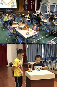 連江縣自造教育及科技中心9日舉辦假日親子積木營隊,激發孩子的創造力與培養解決問題的能力。(圖/文:吳嘉榮)