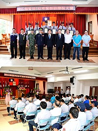 連江縣警察局13日舉辦107年警察節慶祝大會,縣長劉增應、議長張永江、副議長陳書建及多位議員到場祝賀,場面隆重。劉增應於大會中頒發資深績優警察獎章,表揚績優警察人員、績優民防人員及頒贈加菜金,期許全體警員繼續創造本縣優質生活及旅遊環境。(圖/文:曹重偉)
