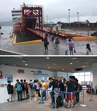 端午節收假遭遇大霧,空中交通全面中斷,海運臺馬之星、臺馬輪雙船載走943人,大大舒緩滯留人潮。(圖:馮紹夫、連江縣交通旅遊局)