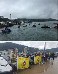 　新北市救難協會16輛水上摩托車橫越200公里距離，從淡水出發抵達馬祖，完成勇渡黑水溝壯舉。（圖：馮紹夫、新北市救難協會）