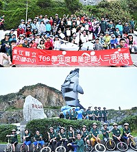 　 東引國中小106學年度畢業生挑戰鐵人三項運動，在師長、學弟妹的鼓舞聲中，奮力向前，迎向人生新的里程。（圖／文：陳其敏） 
