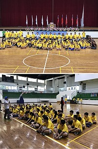 連江縣107年度國中童軍大露營26日舉行開訓典禮,3天2夜營隊活動,使學生從體驗中學習人際互動、團隊合作精神。(圖/文:吳嘉榮)