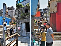 　「北緯26度島嶼色彩參與式工作坊」，來自文化大學的學生與東引在地的學生、社區居民，利用手作再生的色彩街道飾品與南澳「中路」聚落搭配，試圖為老街注入新想像。（圖／文：陳其敏）