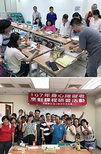 107年身心障礙者烹飪課程研習活動1日舉行,由津食堂老闆王辰旭親自傳授壽司、茶碗蒸、味噌湯等日式料理。(圖:吳嘉榮、民政處)