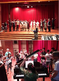 《寶姨》桃園場演出在即,原先分居台馬兩地的演員6日起就齊聚南竿合體排練,演唱部分也在老師協助下力求回到巔峰,可望當天帶給桃園鄉親最精彩的演出。(圖:連江縣政府文化處)