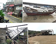 中颱瑪莉亞造成3艘機動小船沒入海中,弦外機嚴重受損報銷,以及民宅鐵皮遭掀開、木屋坍塌、多處路樹倒塌。(圖/文:蔡夢玲)