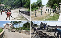 「瑪莉亞」11日強勢過境,南竿、莒光軍民協力於12日上午展開道路清理工作,趕在下班之前還給大家乾淨的道路。(圖/文:曹重偉、蔡夢玲、宋幸儒)
