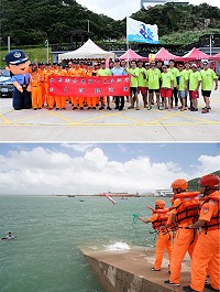 響應水上遊憩活動暨安全教育宣導,馬祖岸巡隊14日上午共同辦理107年馬祖地區救生救難演練,精進搜救應變能力。(圖/文:曹重偉)