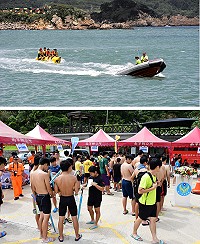今年度水上遊憩暨水上安全教育宣導活動歡樂登場,現場還有7單位聯合宣導攤位,吸引超過300位鄉親前往體驗清涼又歡樂的水上遊憩活動。(圖/文:曹重偉)