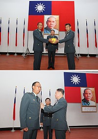 新任馬防部指揮官章元勳正式上任,昨日在陸軍司令王信龍上將監交下完成交接。(圖:馬防部)