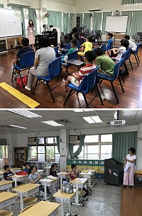 　台灣葡萄園社會關懷協會與介壽國中小合作辦理音樂營歡樂開課，引發孩子對音樂的興趣，提升音樂素養。（圖／文：吳嘉榮）