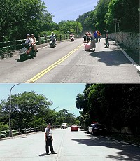 經過環資局大力宣導與策進作為,道路漏油有逐漸趨緩情勢,而警方在接獲環資局通報後立即派員至污染現場執行交通管制作業,協助環資局調閱沿線監視影像資料,以查明可疑之污染行為人。(圖/文:曹重偉)