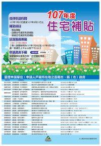 107年度住宅補貼即日起至8月31日止受理申請,請有租屋需求及購修貸款利息補貼民眾踴躍申請。(圖:產發處)