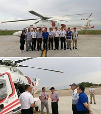 馬祖緊急醫療新紀元!凌天航空引進全新義大利Agusta公司製造AW169豪華型直升機31日傍晚順利進駐馬祖,從8月起扛起守護鄉親重任;衛生福利局長謝春福、交通旅遊局長林長青都前往南竿機場「接機」。(圖/文:曹重偉)