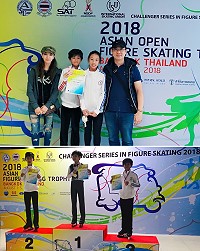 　西莒旅台陳婉玉之子陳富邦代表中華台北參加2018年亞洲公開花式滑冰錦標賽榮獲銅牌佳績。（圖：陳婉玉）