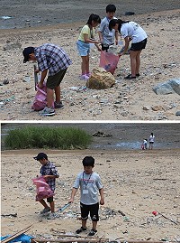 葡萄園協會南竿暑期免費課輔6日安排淨灘活動,啟發孩子的環保意識,用具體行動去愛護環境。(圖/文:吳嘉榮)