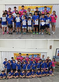 南竿鄉公所暑期桌球訓練營8日結束,鄉長陳振國、鄉代會主席陳志華頒發學員結業證書及致贈獎品。(圖/文:吳嘉榮)