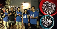 縣長劉增應、議長張永江特地到訪莒光參加牽罟活動,豐收的漁獲馬上裹粉現炸,大讚超鮮甜!(圖/文:蔡夢玲)