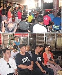 　馬祖亞運第一人，角力選手王明亮參賽，鄉親特別架設戶外電視為他加油打氣。（圖／文：馮紹夫）