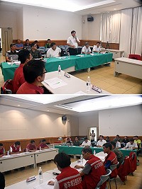 　南竿鄉公所首次舉辦災害防救演練，各相關單位進行兵棋推演，模擬災害發生，為未來災害應變預做準備。（圖／文：馮紹夫）