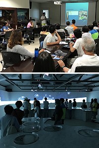 縣府產業發展處24日辦理解說員研習課程,為馬祖解說員說明海大培育藍眼淚的現況及未來、藍眼淚生態館的內容及優勢。(圖/文:吳嘉榮)
