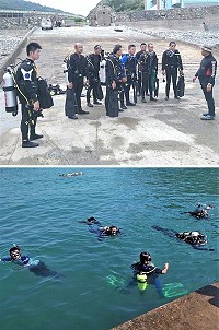 連江縣107年義勇消防人員潛水技能訓練移地東引辦理,提升潛水搜救技能。(圖:連江縣消防局)