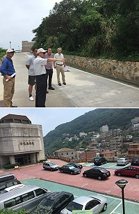 交旅局爭取「前瞻計畫」改善馬祖停車問題,縣長劉增應等人昨日前往各村現勘;甚至議會廣場開挖地下停車場都在考量範圍。(圖/文:馮紹夫)