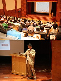 馬祖地質公園國際旅遊講座7日舉行,邀請韓國慶熙大學Woo-seok Kong教授簡報韓國地質公園與松樹的故事。(圖/文:吳嘉榮)