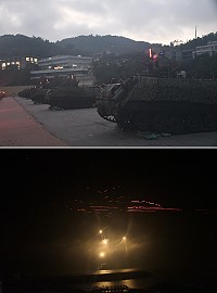 　年度萬平操演實彈射擊震撼登場，漫天火網讓人驚呼連連，吸引許多鄉親遊客駐足欣賞。（圖／文：馮紹夫）