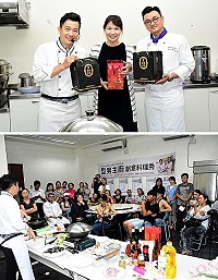 型男雙主廚來囉!吳秉承、王輔立二位師傅17日來馬進行創意料理秀,以馬祖老酒及淡菜為主食材,為馬祖設計專屬菜單,展現流暢俐落料理手法,讓餐廳業者及學員觀摩到有別以往的創意料理。(圖/文:曹重偉)