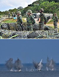 陸軍東引地區指揮部實施107年度「聯合反登陸作戰」操演,官兵展現精實訓練成果,過程震撼力十足。(圖/文:陳其敏)