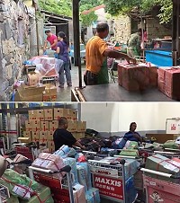 　秋節前夕，養殖業者忙著淡菜、生蠔裝箱，空運宅配堆滿機場貨運部。（圖：馬祖日報）