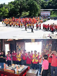 慶祝金板境天后宮重修落成,廣邀南竿、莒光廟宇前來會香,各宮廟隊伍先在中興嶺廣場集結,氣氛歡騰,抵達廟中後再舉辦諸神會香祈福大典,一起祈求媽祖保佑馬祖闔境平安、風調雨順。(圖/文:曹重偉)