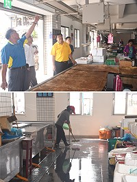 獅子市場啟用以來民眾反映問題不斷,鄉長陳振國與公所團隊昨日前往了解,針對排水不易問題優先改善。(圖/文:馮紹夫)