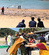 北竿地區3日在塘岐馬鼻灣首度實施直升機失事搶救兵棋推演及實兵演練。(圖/文:陳鵬雄)