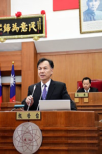 　連江縣議會第6屆第8次定期大會5日正式開議，縣長劉增應進行施政報告暨說明。（圖／文：曹重偉）