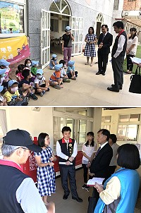 縣長劉增應與衛福局長謝春福、教育處長陳冠人5日特別前往介壽幼兒園關心復課情形。(圖/文:吳嘉榮)