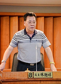 　議員林貽祥進行質詢。（圖／文：曹重偉）