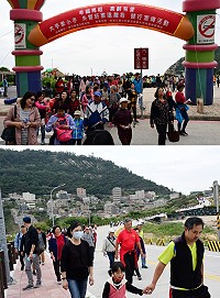 大手牽小手!失智菸害遠離我健走21日熱情登場,吸引約600位鄉親到場共襄盛舉,復興到福澳沿途山海景色怡人,民眾三五成群,邊走邊聊相當開心。(圖/文:曹重偉)
