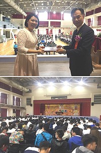 馬中61歲生日,師生及各界齊聲祝福,慶祝大會頒獎表揚績優師生。(圖:馬中提供)
