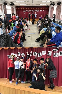 仁愛國小10月31日舉辦萬聖節英語闖關活動,讓孩子享受變裝的樂趣,以及玩遊戲學英文。(圖/文:吳嘉榮)