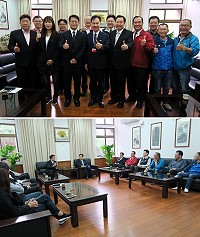 連江地區檢警調政風代表昨天連袂前往縣議會拜會議員候選人,呼籲大家共同支持反賄選,縣長劉增應、議長張永江也在場陪同。(圖:連江地檢署)