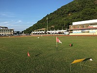 　馬祖首場全國級運動賽107年全國翁祿壽盃木球錦標賽9日起在福澳登場，工作人員完成賽道布置。（圖／文：馮紹夫）