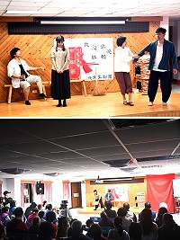 北竿北角星劇團9日晚間演出馬祖童養媳故事《我沒坐過紅轎》,揪心劇情打動人心,台下觀眾頻頻拭淚。(圖/文:馮紹夫)