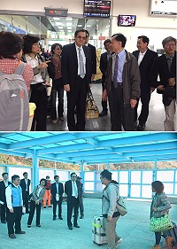 陸委會主委陳明通昨日訪視馬祖,府會首長機場迎接,以及實地了解小三通作業及非洲豬瘟防疫工作。(圖/文:馮紹夫)