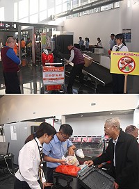 大陸非洲豬瘟疫情蔓延,馬祖檢疫站強化小三通旅客行李檢查,一有疑似問題物品就會查驗,全力防堵疫情進入國內。(圖/文:馮紹夫)