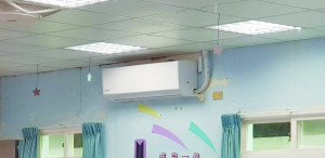 教育部全國中小學「班班有冷氣」計畫,連江縣採購164具冷氣,日前完成安裝驗收。(圖:中正國中小提供)