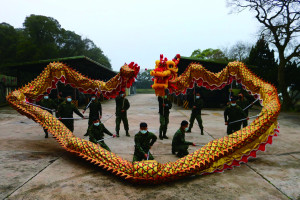 雲台舞龍社團員合作無間,龍騰飛躍,變幻出不同造型,場面十分震撼。(圖/文:莊媛婷)